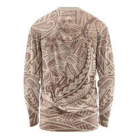 Pastel Brown Polynesia Long Sleeve Shirt Hawaiian Tribal Hammerhead Shark Tattoo LT14 - Polynesian Pride