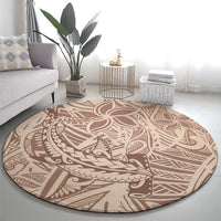 Pastel Brown Polynesia Round Carpet Hawaiian Tribal Hammerhead Shark Tattoo LT14 - Polynesian Pride