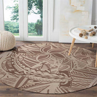 Pastel Brown Polynesia Round Carpet Hawaiian Tribal Hammerhead Shark Tattoo LT14 - Polynesian Pride