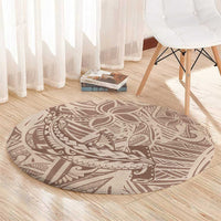 Pastel Brown Polynesia Round Carpet Hawaiian Tribal Hammerhead Shark Tattoo LT14 - Polynesian Pride