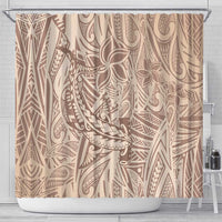 Pink Gradient Polynesia Shower Curtain Hawaiian Tribal Hammerhead Shark Tattoo
