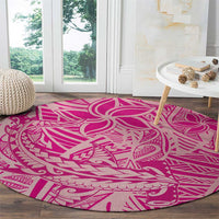 Beige Gradient Polynesia Round Carpet Hawaiian Tribal Hammerhead Shark Tattoo LT14 - Polynesian Pride