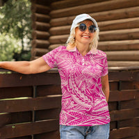 Beige Gradient Polynesia Women Polo Shirt Hawaiian Tribal Hammerhead Shark Tattoo LT14 - Polynesian Pride