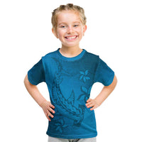 Blue Gradient Polynesia Kid T Shirt Hawaiian Tribal Hammerhead Shark Tattoo