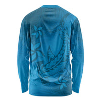 Blue Gradient Polynesia Long Sleeve Shirt Hawaiian Tribal Hammerhead Shark Tattoo LT14 - Polynesian Pride