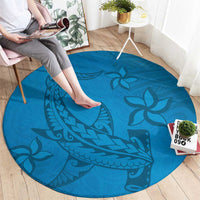 Blue Gradient Polynesia Round Carpet Hawaiian Tribal Hammerhead Shark Tattoo LT14 - Polynesian Pride