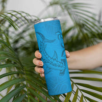 Blue Gradient Polynesia Skinny Tumbler Hawaiian Tribal Hammerhead Shark Tattoo