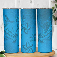 Blue Gradient Polynesia Skinny Tumbler Hawaiian Tribal Hammerhead Shark Tattoo