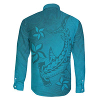 Dark Cyan Gradient Polynesia Family Matching Tank Maxi Dress and Hawaiian Shirt Hawaiian Tribal Hammerhead Shark Tattoo