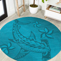 Dark Cyan Gradient Polynesia Round Carpet Hawaiian Tribal Hammerhead Shark Tattoo LT14 Dark Cyan - Polynesian Pride