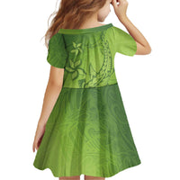 Green Gradient Polynesia Family Matching Off The Shoulder Long Sleeve Dress and Hawaiian Shirt Hawaiian Tribal Hammerhead Shark Tattoo LT14 - Polynesian Pride