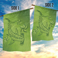 Green Gradient Polynesia Garden Flag Hawaiian Tribal Hammerhead Shark Tattoo