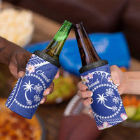 FSM Chuuk Constitution Day 4 in 1 Can Cooler Tumbler Frangipani Flowers Polynesian Curves Style