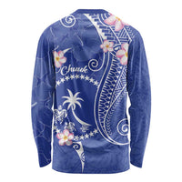 FSM Chuuk Constitution Day Long Sleeve Shirt Frangipani Flowers Polynesian Curves Style
