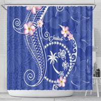 FSM Chuuk Constitution Day Shower Curtain Frangipani Flowers Polynesian Curves Style