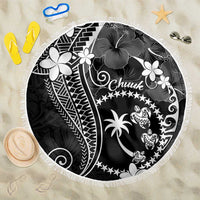 FSM Chuuk Beach Blanket Turtle Tropical Flowers Polynesian - Black