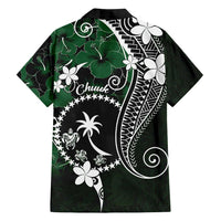 FSM Chuuk Family Matching Long Sleeve Bodycon Dress and Hawaiian Shirt Turtle Tropical Flowers Polynesian - Green LT14 - Polynesian Pride