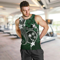 FSM Chuuk Men Tank Top Turtle Tropical Flowers Polynesian - Green LT14 Green - Polynesian Pride