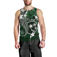 FSM Chuuk Men Tank Top Turtle Tropical Flowers Polynesian - Green LT14 - Polynesian Pride
