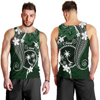 FSM Chuuk Men Tank Top Turtle Tropical Flowers Polynesian - Green LT14 - Polynesian Pride