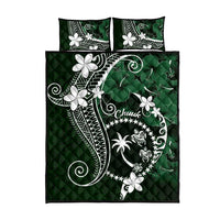 FSM Chuuk Quilt Bed Set Turtle Tropical Flowers Polynesian - Green