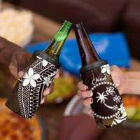 FSM Chuuk 4 in 1 Can Cooler Tumbler Turtle Tropical Flowers Polynesian - Brown