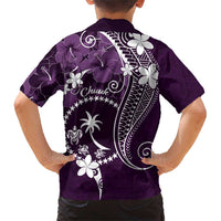 FSM Chuuk Family Matching Short Sleeve Bodycon Dress and Hawaiian Shirt Turtle Tropical Flowers Polynesian - Purple LT14 - Polynesian Pride