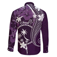 FSM Chuuk Family Matching Short Sleeve Bodycon Dress and Hawaiian Shirt Turtle Tropical Flowers Polynesian - Purple LT14 - Polynesian Pride