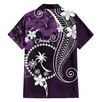 FSM Chuuk Family Matching Summer Maxi Dress and Hawaiian Shirt Turtle Tropical Flowers Polynesian - Purple LT14 - Polynesian Pride