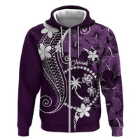 FSM Chuuk Hoodie Turtle Tropical Flowers Polynesian - Purple