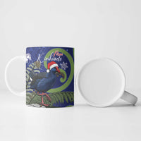 Personalized New Zealand Pukeko Christmas Ceramic Mug Meri Kirihimete Taniko Ponga Koru Blue - Polynesian Pride