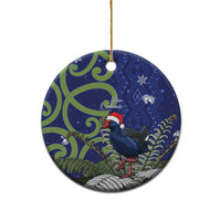 Personalized New Zealand Pukeko Christmas Ceramic Ornament Meri Kirihimete Taniko Ponga Koru Blue - Polynesian Pride