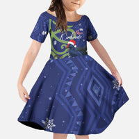 Personalized New Zealand Pukeko Christmas Family Matching Tank Maxi Dress and Hawaiian Shirt Meri Kirihimete Taniko Ponga Koru Blue - Polynesian Pride
