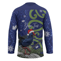 Personalized New Zealand Pukeko Christmas Hockey Jersey Meri Kirihimete Taniko Ponga Koru Blue LT14 - Polynesian Pride