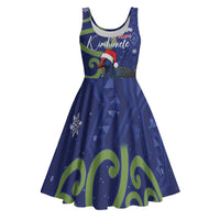 Personalized New Zealand Pukeko Christmas Midi Dress Meri Kirihimete Taniko Ponga Koru Blue - Polynesian Pride