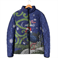 Personalized New Zealand Pukeko Christmas Padded Jacket Meri Kirihimete Taniko Ponga Koru Blue - Polynesian Pride