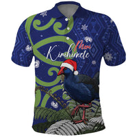 Personalized New Zealand Pukeko Christmas Polo Shirt Meri Kirihimete Taniko Ponga Koru Blue - Polynesian Pride