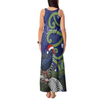 Personalized New Zealand Pukeko Christmas Tank Maxi Dress Meri Kirihimete Taniko Ponga Koru Blue - Polynesian Pride