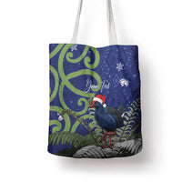 Personalized New Zealand Pukeko Christmas Tote Bag Meri Kirihimete Taniko Ponga Koru Blue - Polynesian Pride