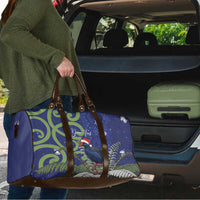 Personalized New Zealand Pukeko Christmas Travel Bag Meri Kirihimete Taniko Ponga Koru Blue - Polynesian Pride