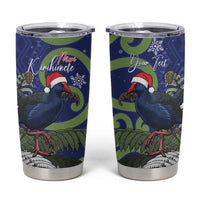 Personalized New Zealand Pukeko Christmas Tumbler Cup Meri Kirihimete Taniko Ponga Koru Blue - Polynesian Pride