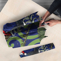 Personalized New Zealand Pukeko Christmas Umbrella Meri Kirihimete Taniko Ponga Koru Blue - Polynesian Pride