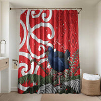 Personalized New Zealand Pukeko Christmas Bathroom Set Meri Kirihimete Taniko Ponga Koru Red - Polynesian Pride