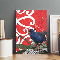 Personalized New Zealand Pukeko Christmas Canvas Wall Art Meri Kirihimete Taniko Ponga Koru Red - Polynesian Pride