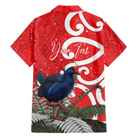 Personalized New Zealand Pukeko Christmas Hawaiian Shirt Meri Kirihimete Taniko Ponga Koru Red - Polynesian Pride