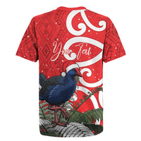 Personalized New Zealand Pukeko Christmas Rugby Jersey Meri Kirihimete Taniko Ponga Koru Red - Polynesian Pride