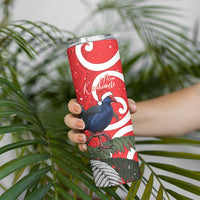 Personalized New Zealand Pukeko Christmas Skinny Tumbler Meri Kirihimete Taniko Ponga Koru Red - Polynesian Pride