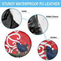 Personalized New Zealand Pukeko Christmas Spare Tire Cover Meri Kirihimete Taniko Ponga Koru Red - Polynesian Pride