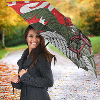 Personalized New Zealand Pukeko Christmas Umbrella Meri Kirihimete Taniko Ponga Koru Red - Polynesian Pride