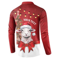 Personalized New Zealand Sheep Christmas Button Sweatshirt Hipi Meri Kirihimete Silver Fern Xmas Tree - Polynesian Pride